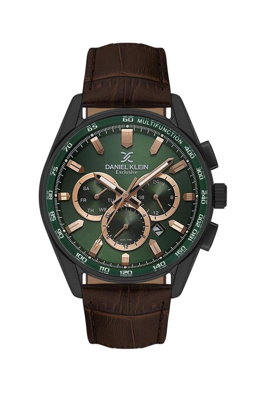 Daniel Klein Exclusive Men’s Multifunction Leather Strap Watch