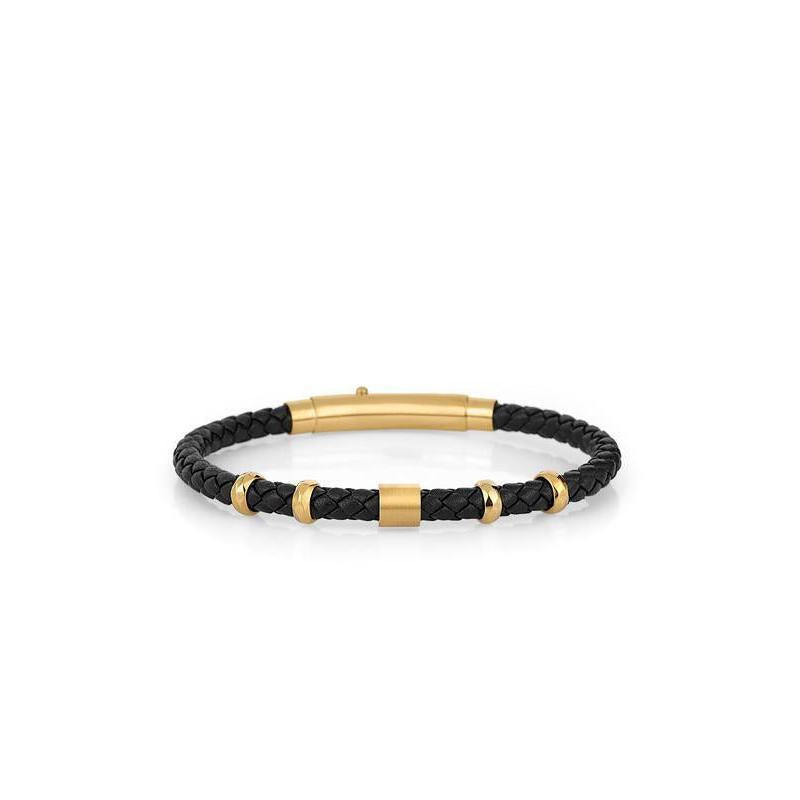 Daniel Klein Gents Black & Gold Leather Bracelet