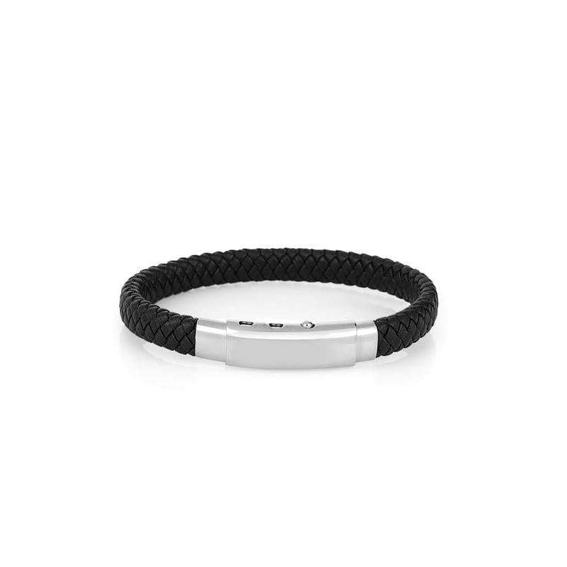 Daniel Klein Gents Black Leather Bracelet