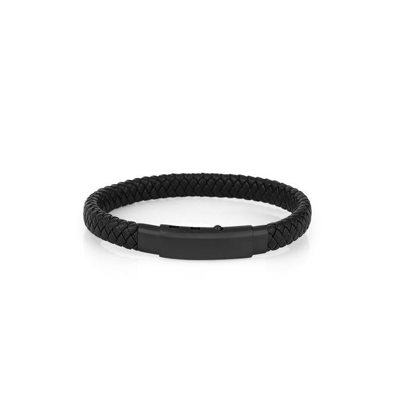 Daniel Klein Gents Black Leather Bracelet