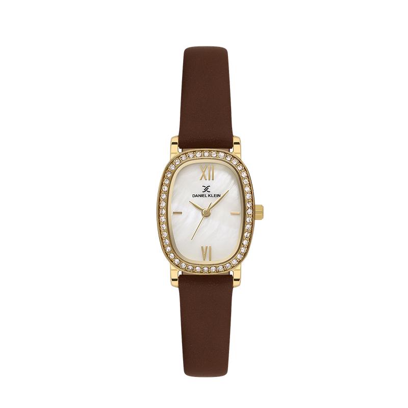 Daniel Klein Premium Gold Tone Brown Leather Watch