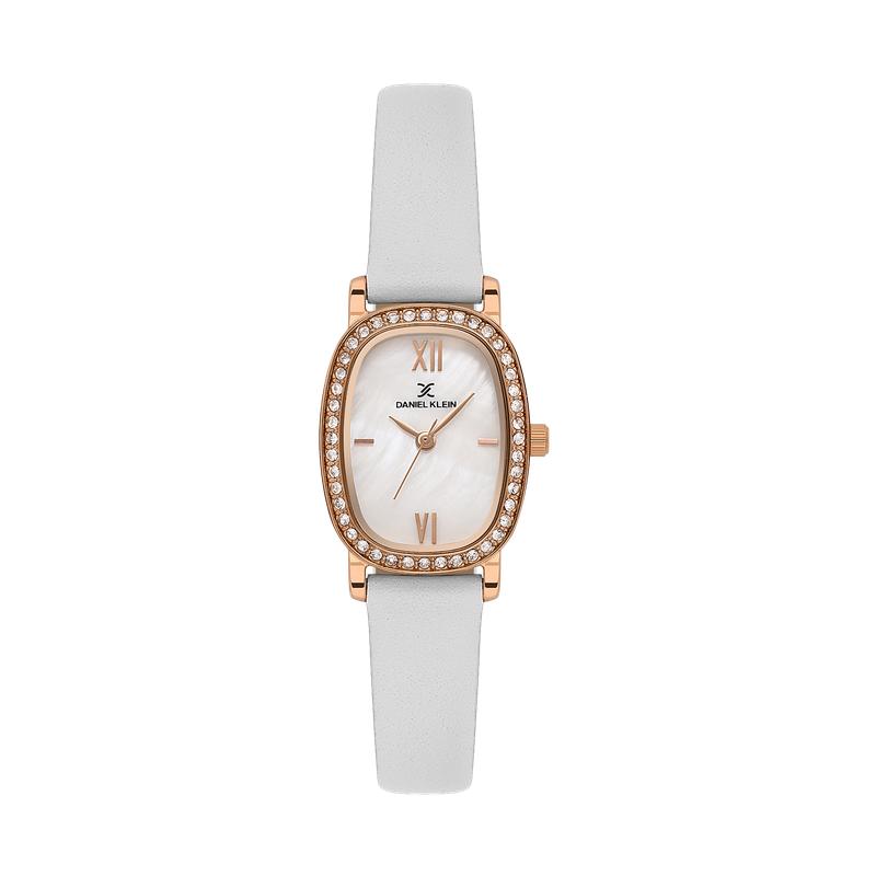 Daniel Klein Premium Gold Tone White Leather Watch