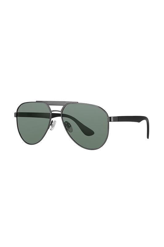 Daniel Klein Unisex Black Aviator Sunglasses with Green Lenses