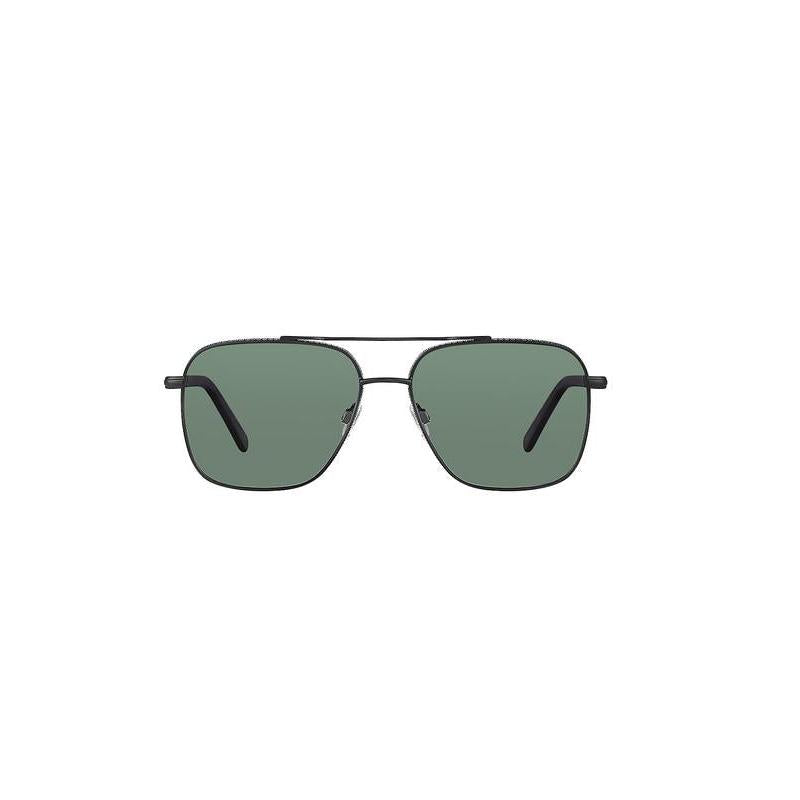 Daniel Klein Unisex Black Square Aviator Sunglasses with Green Lenses