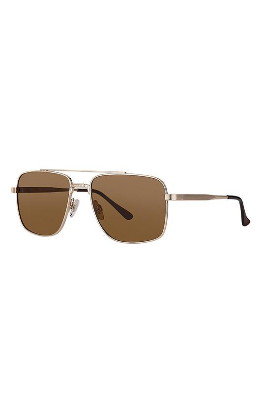 Daniel Klein Unisex Gold Aviator Sunglasses with Brown Lenses
