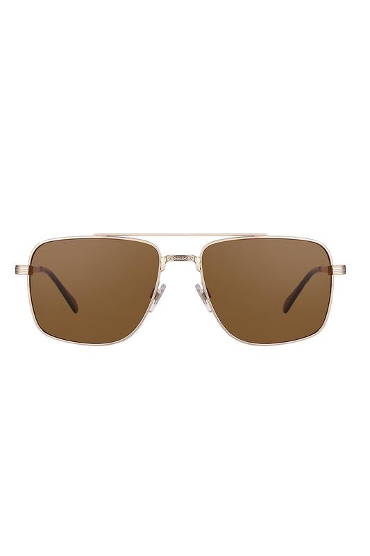 Daniel Klein Unisex Gold Aviator Sunglasses with Brown Lenses