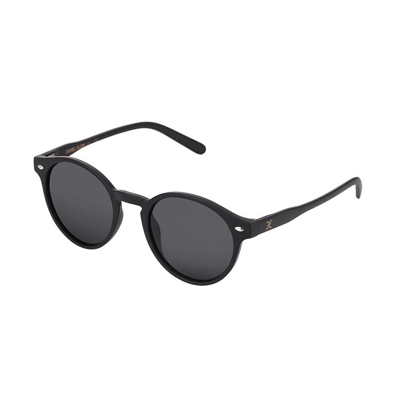 Daniel Klein Unisex Matte Black Round Sunglasses