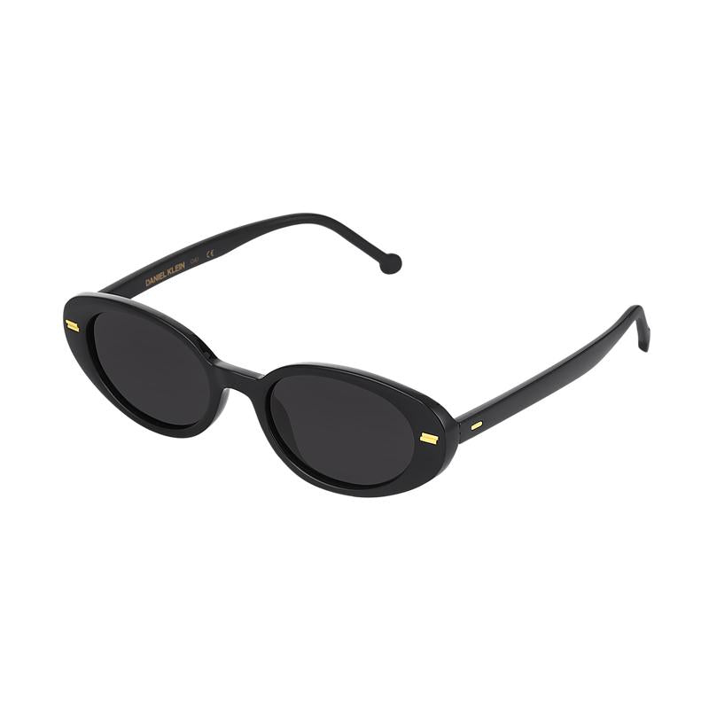 Daniel Klein Women’s Black Oval Sunglasses with Gold Accent